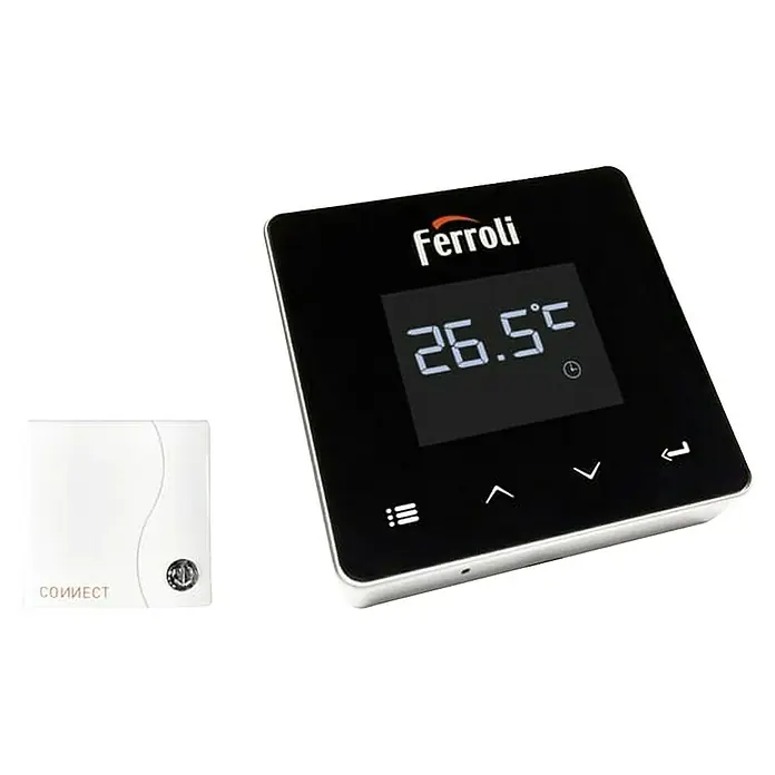 Ferroli Caldera BlueHelix Alpha 34C con instalación incluida - 30 kW, 10 l, Display multifunción - El termostato inteligente Ferroli Connect con pantalla digital para un control preciso de la temperatura en su hogar, asegurando confort y eficiencia energética.