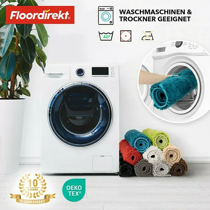 Floordirekt Badteppich Sky - 95 x 95 cm, Braun, 100% Polyester - Waschmaschinengeeignete und trocknergeeignete Fußmatte in verschiedenen Farben. Ideal für Badezimmer oder andere Wohnbereiche.