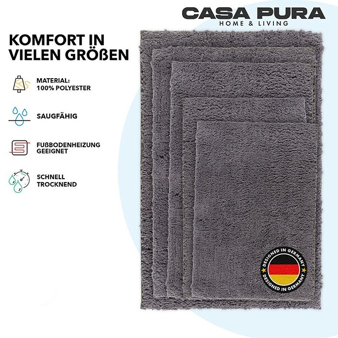 Floordirekt Badteppich Sky (120 x 70 cm, Dunkelgrau, 100% Polyester) | BAUHAUS