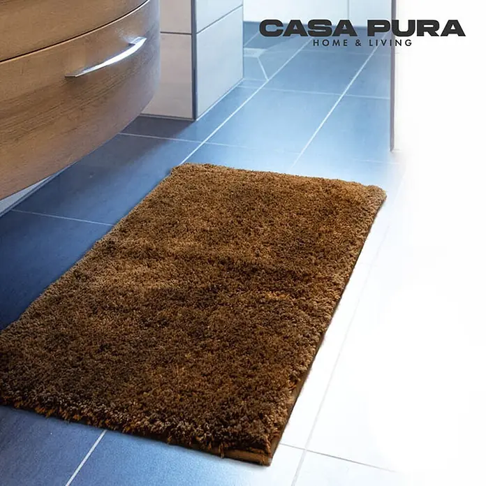 Floordirekt Badteppich Sky - 150 x 80 cm, Braun, 100% Polyester - Braune Casa Pura Badematte mit weicher Oberfläche im Badezimmer.