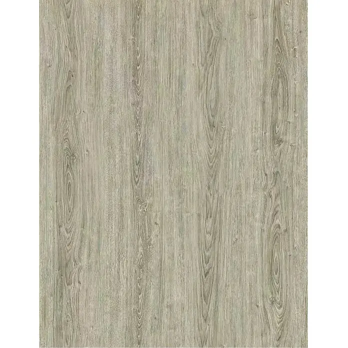 Suelo vinílico SPC Native Tree - 1.220 x 180 x 5 mm, Gris, Resistente al agua - Primer plano de piso de madera dura gris con vetas distintivas, que ofrece una estética natural y rústica para interiores modernos.