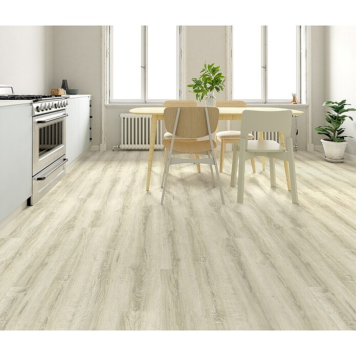 Suelo vinílico SPC Legendary Tree (1.220 x 180 x 5 mm, Gris, Resistente al agua) | BAUHAUS