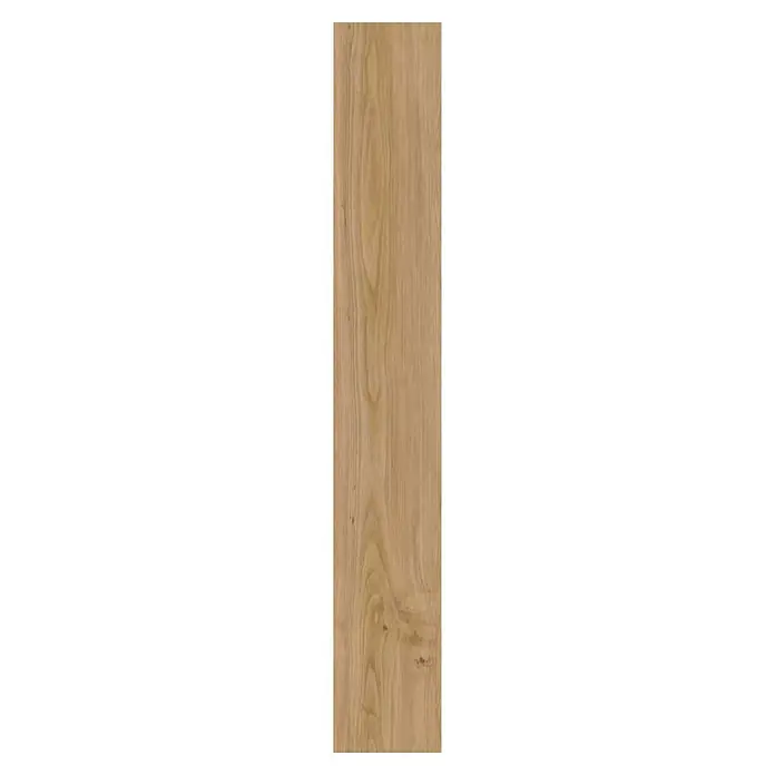 Suelo vinílico SPC Forest Tree - 1.220 x 180 x 5 mm, Marrón, Resistente al agua - Tabla de madera clara con vetas prominentes, ideal para proyectos de diseño rústicos o naturales.