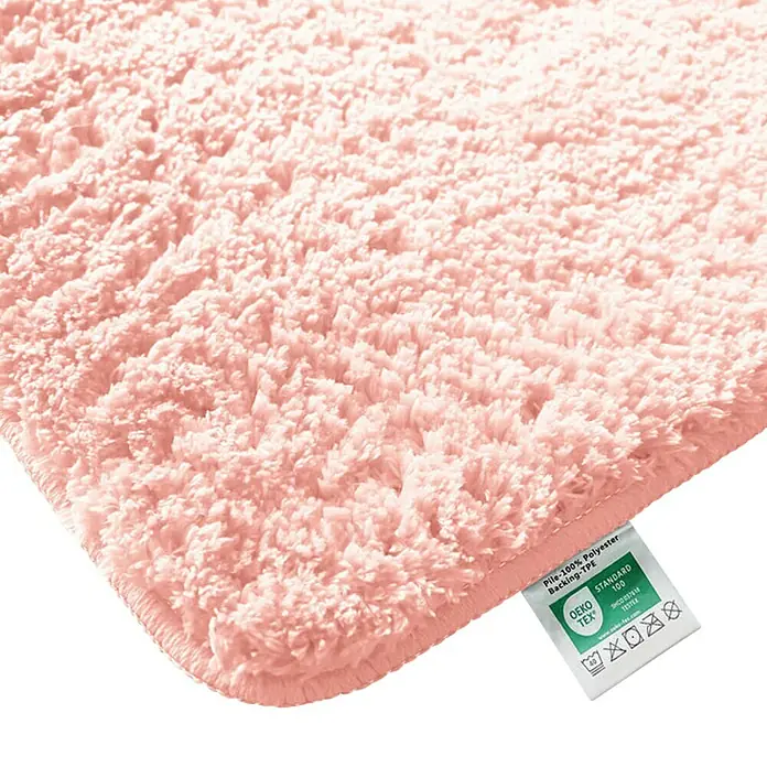 Floordirekt Badteppich Sky - 150 x 80 cm, Rosa, 100% Polyester - Rosafarbene Badematte aus Polyester mit OEKO-TEX Standard 100 Zertifikat für Schadstofffreiheit. Weich und saugfähig.