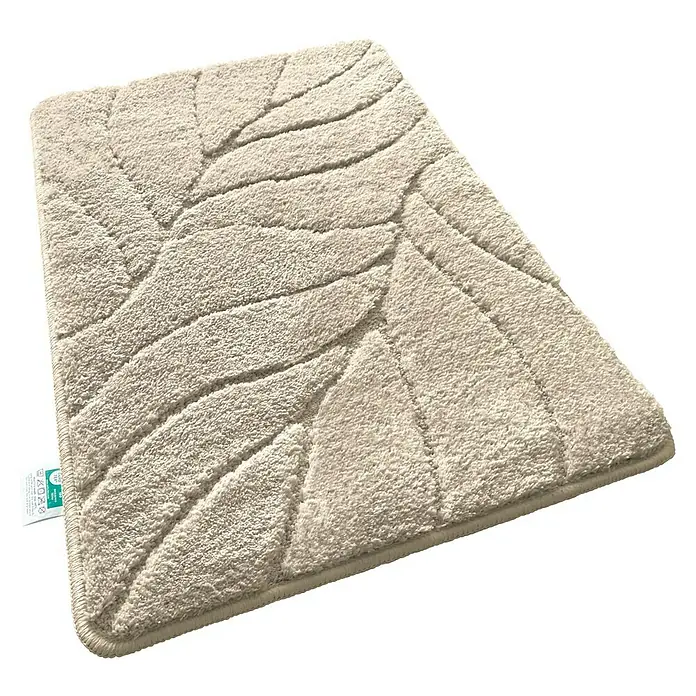 Floordirekt Badteppich Maris - 120 x 60 cm, Ivory, 100% Polyester - Beige Badematte mit Blätterdesign. Die flauschige Matte sorgt für Komfort und Stil in jedem Badezimmer.