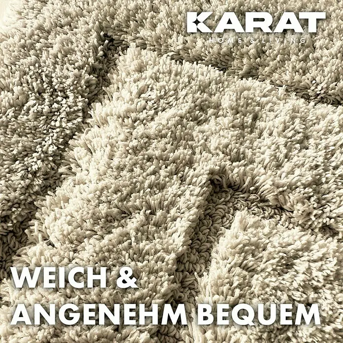 Floordirekt Badteppich Atlantis - 120 x 70 cm, Beige, 100% Polyester - Flauschiger Teppich "Karat Home & Living": Weich, angenehm und bequem. Ein luxuriöses Accessoire für Ihr Zuhause.