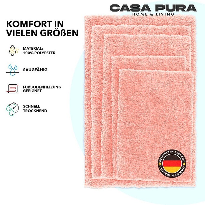 Floordirekt Badteppich Sky (100 x 60 cm, Rosa, 100% Polyester) | BAUHAUS