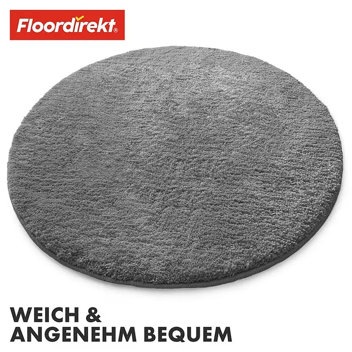 Floordirekt Badteppich Sky - 120 x 120 cm, Dunkelgrau, 100% Polyester - Grauer runder Teppich der Marke Floordirekt, weich und bequem.