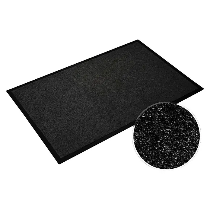 Fußmatte Monochrom - Schwarz, 180 x 60 cm, 100 % Polyamid - Schwarze Schmutzfangmatte mit einer Nahaufnahme der Textur, ideal für Eingänge und stark frequentierte Bereiche.