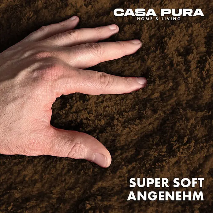 Floordirekt Badteppich Sky - 150 x 80 cm, Braun, 100% Polyester - Nahaufnahme eines Casa Pura Teppichs, der sich super weich und angenehm anfühlt, mit OEKO-TEX® Zertifizierung.