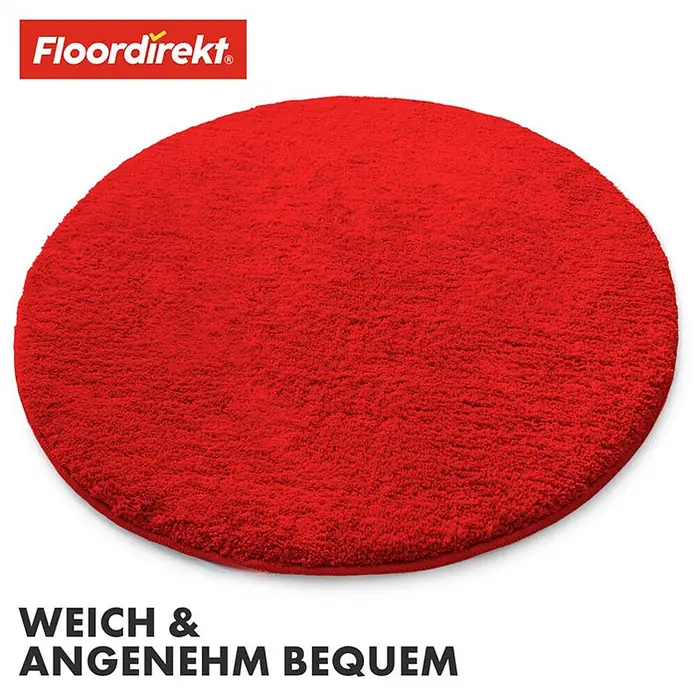 Floordirekt Badteppich Sky - 120 x 120 cm, Beerenrot, 100% Polyester - Roter, runder Badteppich von Floordirekt, weich und angenehm für das Badezimmer.\n