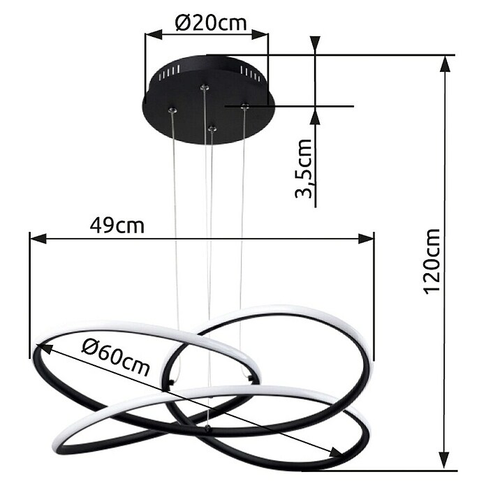 Globo Viseća LED svjetiljka Panda  (30 W, Visina: 120 cm, Topla bijela) | BAUHAUS