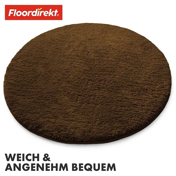 Floordirekt Badteppich Sky - 95 x 95 cm, Braun, 100% Polyester - Brauner, runder Teppich von Floordirekt, der Weichheit und Komfort verspricht. Ideal für gemütliche Wohnräume.
