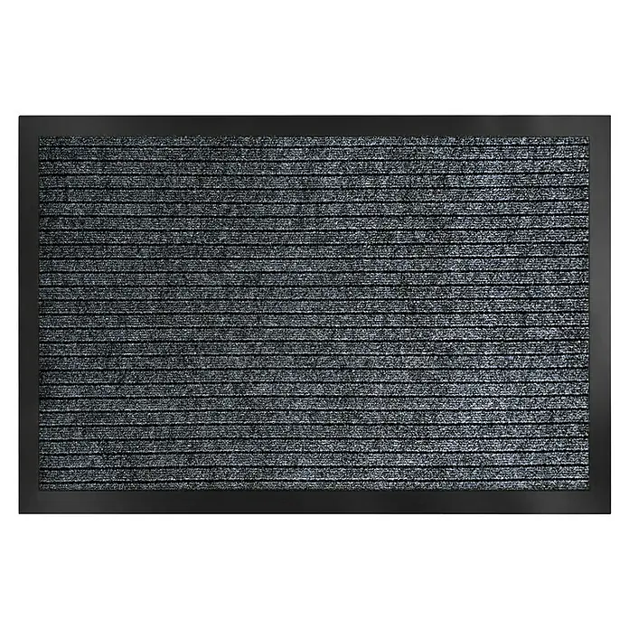 Fußmatte Dura - Anthrazit, 150 x 90 cm, 100 % Polypropylen - Rechteckige, graue Fußmatte mit horizontalen Rillen und einem schwarzen Rahmen, ideal für den Eingangsbereich, um Schmutz zu entfernen.