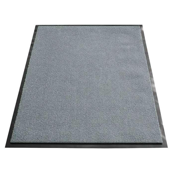 Fußmatte Monochrom - Silbergrau, 180 x 60 cm, 100 % Polyamid - Graue Fußmatte mit schwarzem Rand. Ein schlichter und funktionaler Teppich für den Eingangsbereich oder andere Räume.