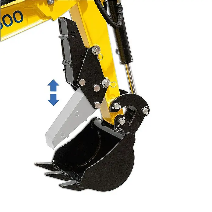Bamato Minibagger Haltekralle & Greifer 2 in 1 für MIB-600 -  - Abgebildeter Baggerarm mit montiertem Greifer für vielseitige Anwendungen. Ermöglicht präzises Greifen und Bewegen von Materialien.