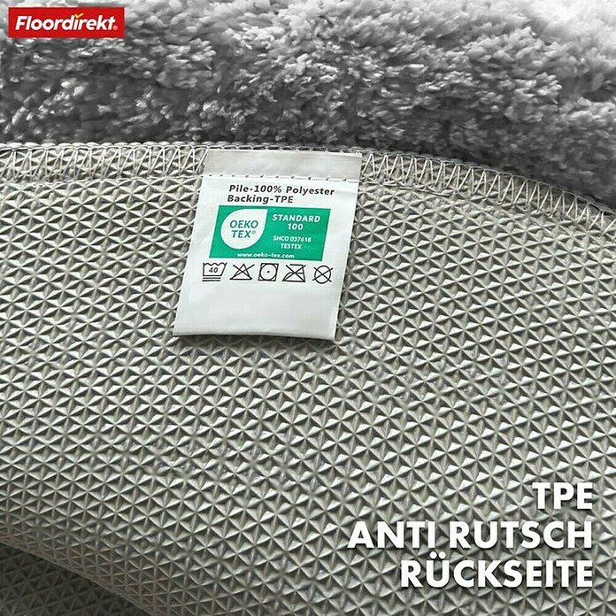 Floordirekt Badteppich Maris (120 x 120 cm, Silber, 100% Polyester) | BAUHAUS