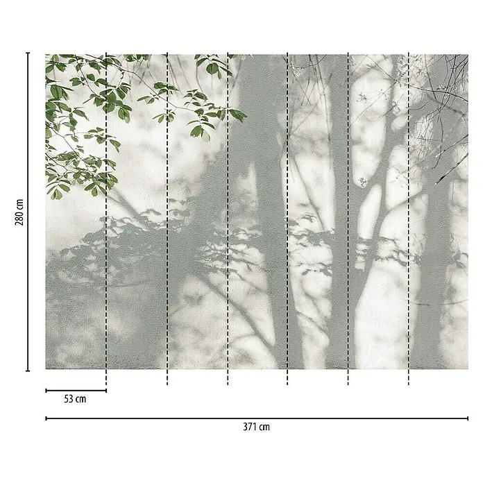 A.S. Création The Wall 3 Fototapete Schatten - B x H: 371 x 280 cm, Vlies - Fototapete mit einem Baumschatten an der Wand, 280 cm hoch und 371 cm breit.