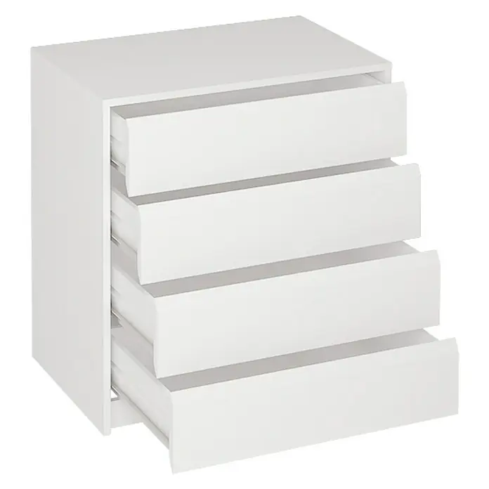Meka Block Cajonera K-764 - L x An x Al: 45 x 70 x 73,4 cm, Blanco, Número de cajones: 4 ud. - Cómoda blanca con cuatro cajones extraíbles, ideal para almacenamiento adicional en cualquier habitación. La pieza es moderna y funcional.