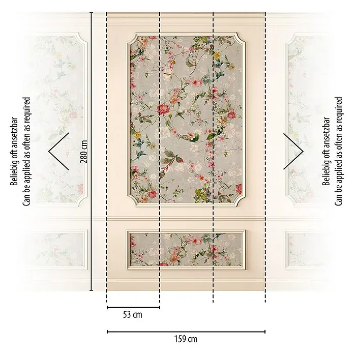 A.S. Création The Wall 3 Fototapete Stuckwand - B x H: 159 x 280 cm, Vlies - Wandpaneel mit floralem Muster, 280 cm hoch, 159 cm breit, mit wiederholbarem Design für flexible Anbringung.