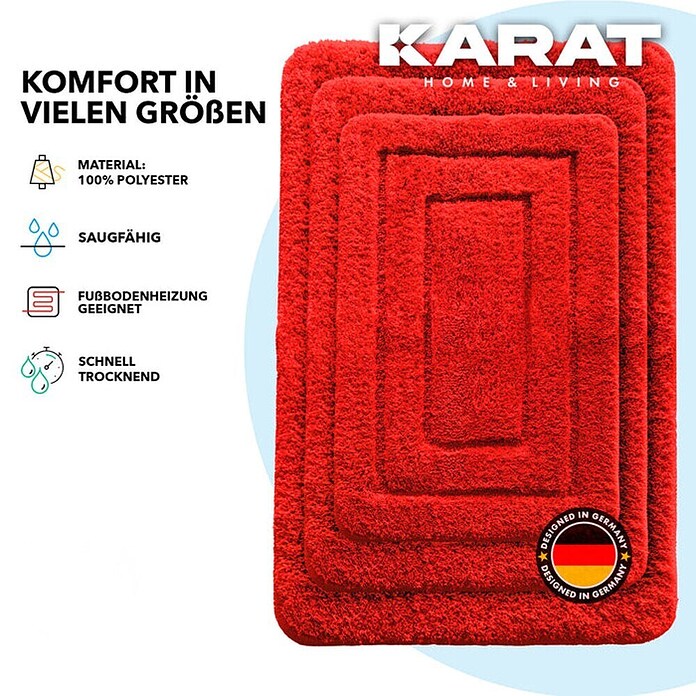 Floordirekt Badteppich Atlantis (60 x 40 cm, Rot, 100% Polyester) | BAUHAUS