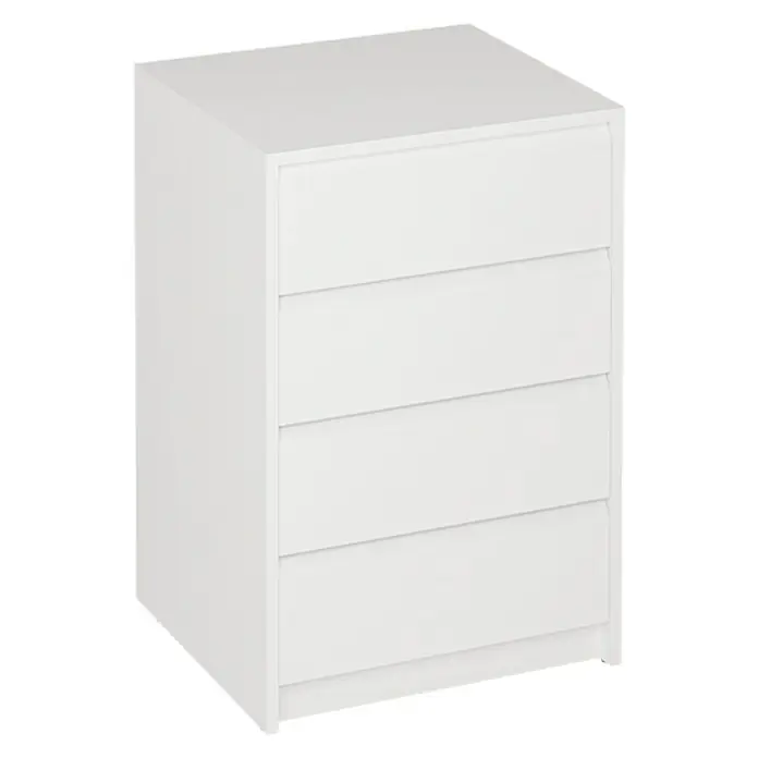 Meka Block Cajonera K-762 - L x An x Al: 45 x 50 x 73,4 cm, Blanco, Número de cajones: 4 ud. - Cómoda blanca con cuatro cajones para guardar ropa y otros objetos en el dormitorio.