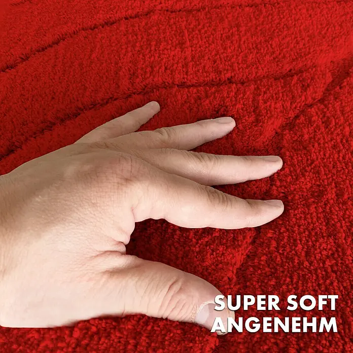 Floordirekt Badteppich Maris - 120 x 60 cm, Rot, 100% Polyester - Ein weicher, roter Badteppich, geprüft nach STANDARD 100 by OEKO-TEX®, der für ein angenehmes Gefühl unter den Füßen sorgt.