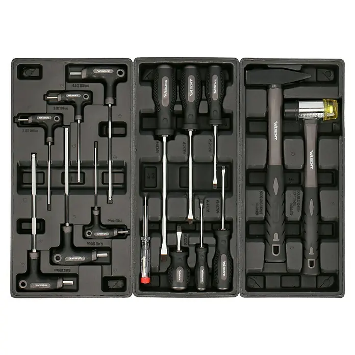 Wisent Werkstattwagen WW 5000 - L x B x H: 77,5 x 47 x 97,5 cm, Anzahl Schubladen: 7 Stk., 70 -tlg. - Werkzeugkoffer mit Schraubendrehern, Hämmern und Inbusschlüsseln der Marke Wisent für Handwerker und Heimwerker.
