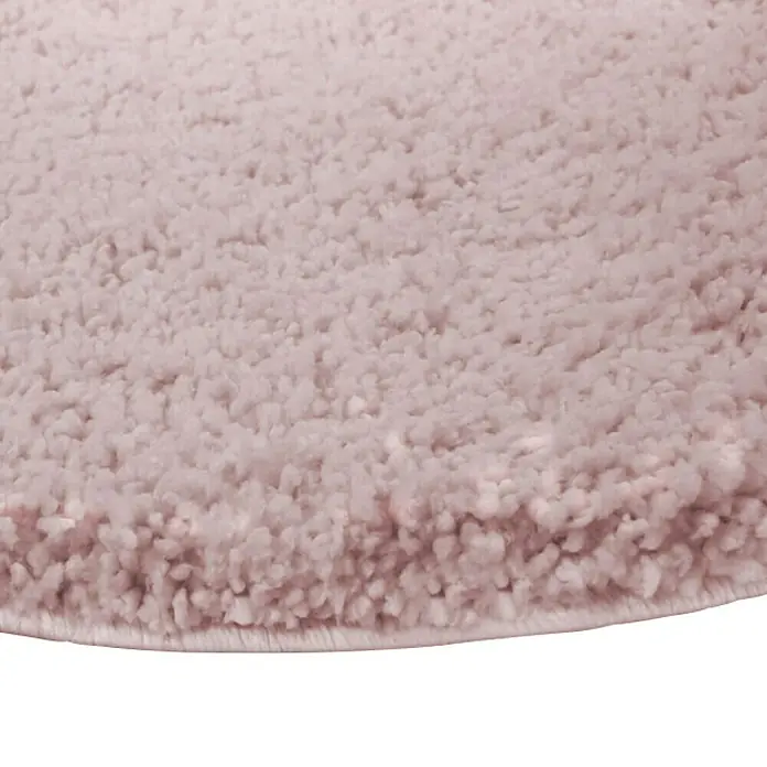 Floordirekt Badteppich Sky - 95 x 95 cm, Rosa, 100% Polyester - Nahaufnahme eines runden, rosa Teppichs mit weicher Textur, ideal für gemütliche Wohnräume.