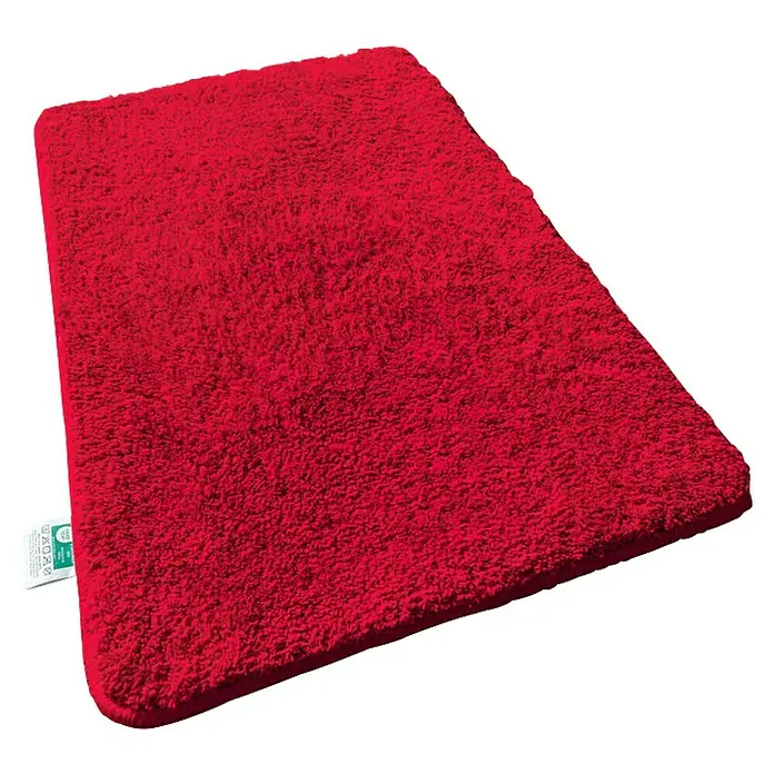 Floordirekt Badteppich Sky - 60 x 50 cm, Beerenrot, 100% Polyester - Roter Badteppich mit weicher Textur, ideal für Badezimmer. Sorgt für Wärme und Komfort nach dem Duschen.