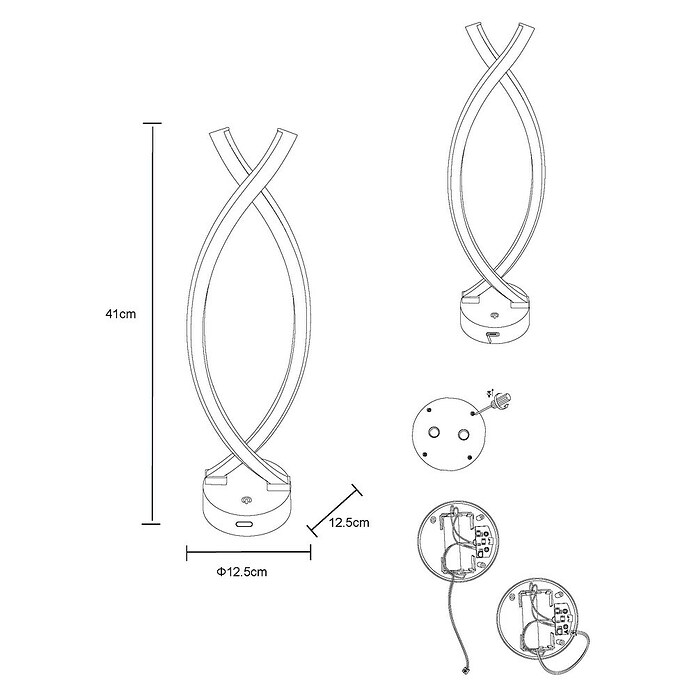 Globo Stolna LED svjetiljka Hela  (Visina: 41 cm, Crna, Topla bijela) | BAUHAUS
