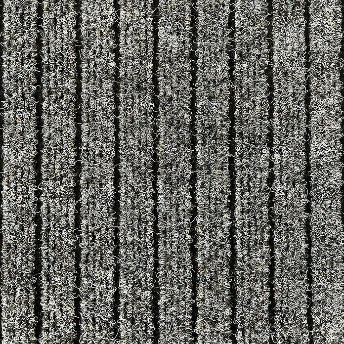 Fußmatte Dura - Beige, 120 x 90 cm, 100 % Polypropylen - Nahaufnahme einer grauen, gerippten Fußmatte, die Schmutz und Feuchtigkeit auffängt und ideal für Eingänge ist.