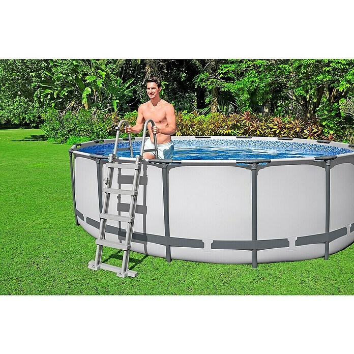 Bestway Opzetzwembad Steel Pro MAX (Ø x h: 488 x 122 cm, Grijs, 19.480 l) | BAUHAUS