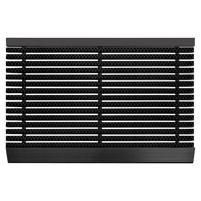 Fußmatte Power Brush - Schwarz, 60 x 40 cm, 100 % Nylon - Schwarze Eingangsmatte mit gerippter Oberfläche und Querstreifen zur Schmutzaufnahme. Ideal für den Innen- und Außenbereich.