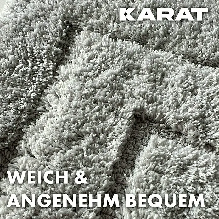 Floordirekt Badteppich Atlantis - 100 x 60 cm, Silbergrau, 100% Polyester - Nahaufnahme eines weichen, grauen Teppichs von Karat Home & Living, der Komfort und Stil vereint.
