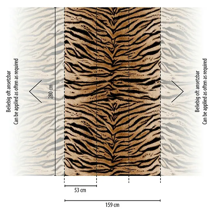 A.S. Création The Wall 3 Fototapete Tigerfell - B x H: 159 x 280 cm, Vlies - Tigerfell-Fototapete für eine auffällige Wandgestaltung.