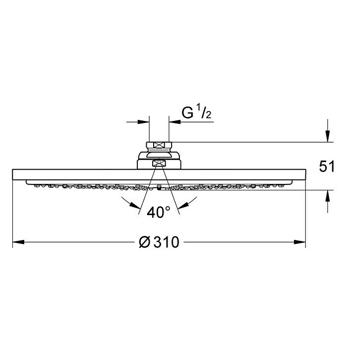 Grohe Kopfbrause Rainshower Cosmopolitan 310 (Durchmesser: 31 cm, 15 l/min bei 3 bar, Anzahl Funktionen: 1, Chrom)