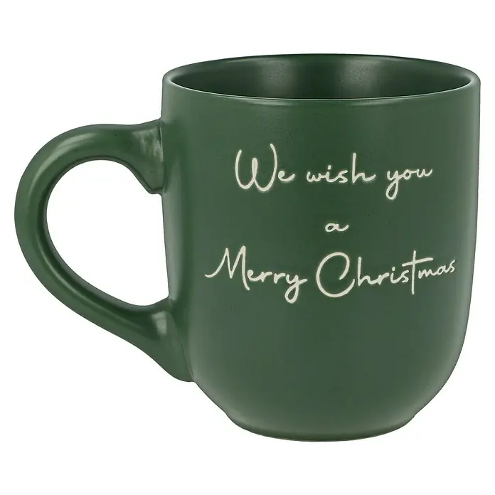 Boltze Tasse Merry Christmas - Dunkelgrün, L x B x H: 8,3 x 8,3 x 9,5 cm, 300 ml - Die grüne Tasse mit der Aufschrift "We wish you a Merry Christmas" ist ein festlicher Hingucker. Ideal für Weihnachtskaffee und Kakao.