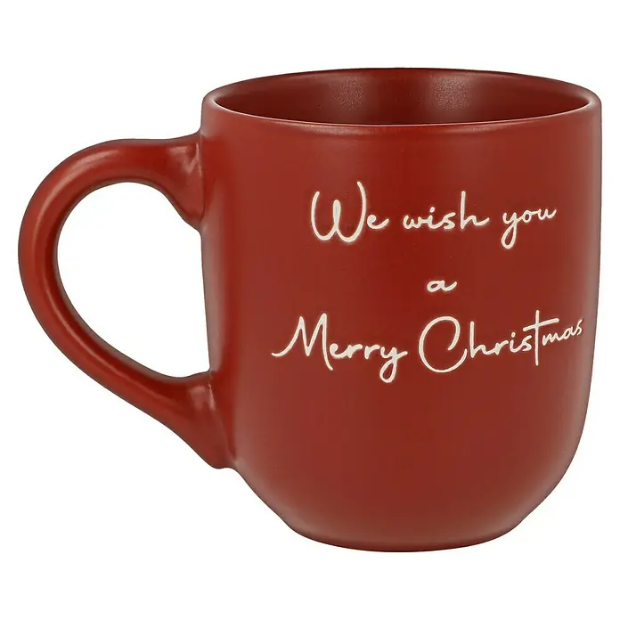 Boltze Tasse Merry Christmas - Rot, L x B x H: 8,3 x 8,3 x 9,5 cm, 300 ml - Rote Tasse mit dem Schriftzug "We wish you a Merry Christmas", perfekt für festliche Getränke und gemütliche Momente.
