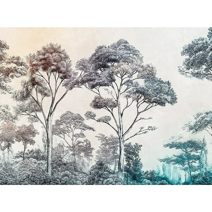 A.S. Création The Wall 3 Fototapete Bäume - B x H: 371 x 280 cm, Vlies - Elegantes Wandbild mit einer Waldlandschaft, das die ruhige Schönheit der Natur ins Haus bringt. Die neutralen Farben passen zu vielen Einrichtungsstilen.