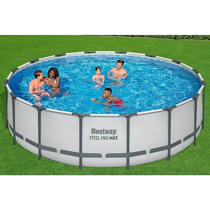 Bestway Opzetzwembad Steel Pro MAX (Ø x h: 488 x 122 cm, Grijs, 19.480 l) | BAUHAUS