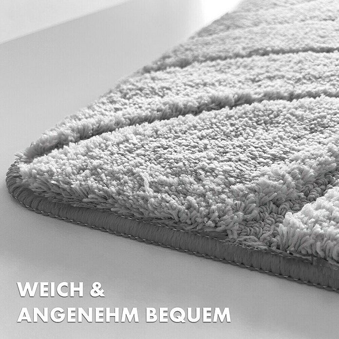 Floordirekt Badteppich Maris (80 x 50 cm, Silber, 100% Polyester) | BAUHAUS