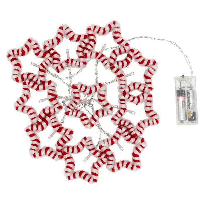 Tween Light LED-Lichterkette Sterne - Innen, Anzahl Leuchtmittel: 10 Stk., Batteriebetrieben - Festliche Candy Cane Schneeflocken Lichterkette, perfekt für weihnachtliche Dekoration. Die Lichter sind batteriebetrieben und einfach zu verwenden.