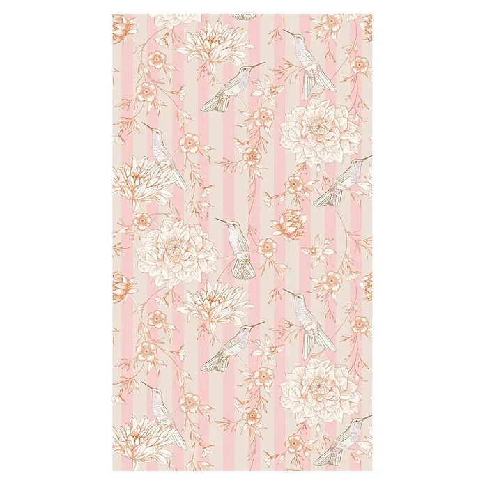 A.S. Création The Wall 2 Fototapete Blumen & Vögel - B x H: 159 x 280 cm, Vlies - Elegantes Wandbild mit floralen Motiven und Kolibris. Zarte Rosatöne und feine Details verleihen jedem Raum eine stilvolle Note.