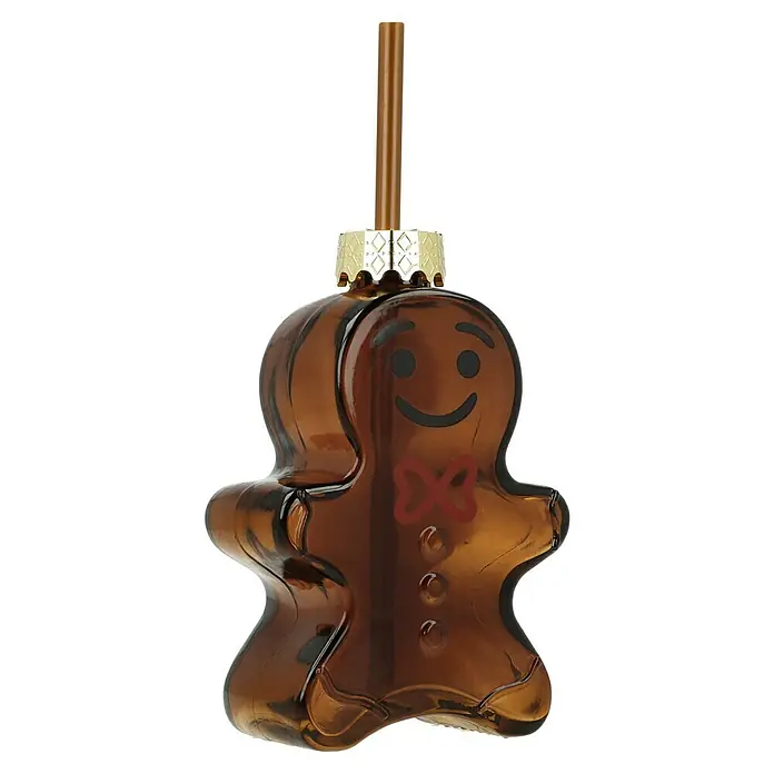 Boltze Trinkglas Lebkuchenmännchen - Braun, L x B x H: 4,7 x 10 x 14,5 cm, Lebkuchen - Lebkuchenmann-Ornament: Ein festlicher Hingucker für den Weihnachtsbaum, mit einem charmanten Lächeln und einer roten Schleife.