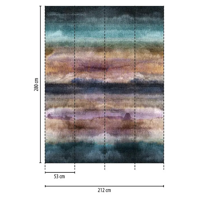 A.S. Création The Wall 3 Fototapete Horizont - B x H: 212 x 280 cm, Vlies - Das Bild zeigt eine dekorative Vliestapete mit einem abstrakten Aquarellmuster in verschiedenen Farbnuancen, ideal für die Wandgestaltung.