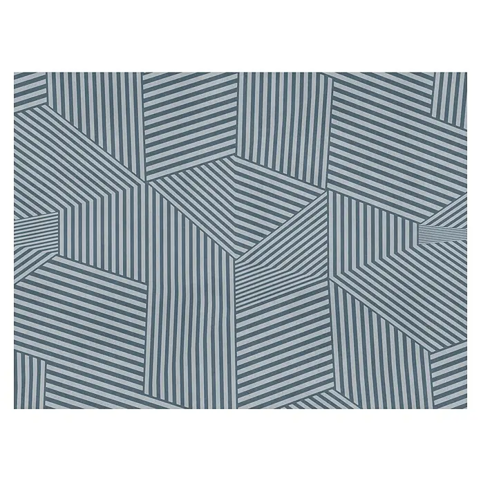 A.S. Création The Wall 3 Fototapete Bewegte Grafik - B x H: 371 x 280 cm, Vlies - Abstraktes geometrisches Muster mit blauen und hellgrauen Streifen, das ein optisch ansprechendes und modernes Design erzeugt.