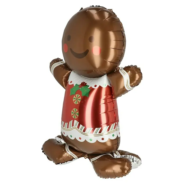 Luftballon Lebkuchen -  - Folienballon in Lebkuchenmannform mit weihnachtlichen Verzierungen, ideal für festliche Dekorationen und als Geschenk.