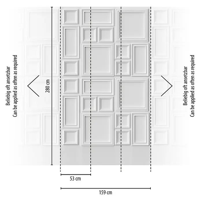A.S. Création The Wall 3 Fototapete Bilderrahmen - B x H: 159 x 280 cm, Vlies - Eine dekorative Wandpaneele mit Rahmenmuster, Maße: 159 cm breit und 280 cm hoch, für flexible Wandgestaltung.