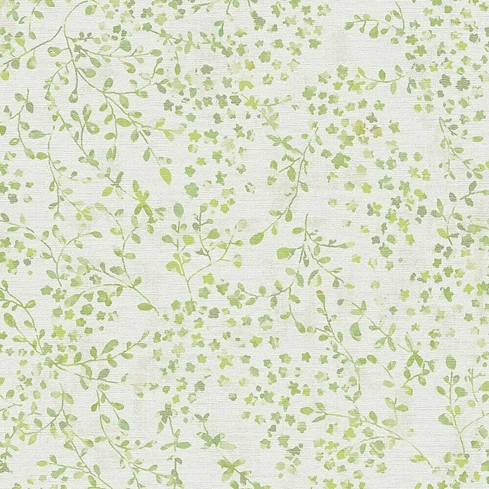 A.S. Création Pintwalls 2 Vliestapete Blumen - Grün-Weiß-Creme, Floral, 10,05 x 0,53 m - Tapete mit zarten grünen Blättern, die eine ruhige und natürliche Atmosphäre schaffen. Elegantes und beruhigendes Design für jeden Raum.